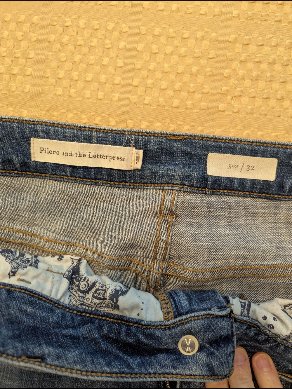 Pilcro and the Letterpress Blue Jeans with Floral Bootcut Hem - Picture 3 of 8